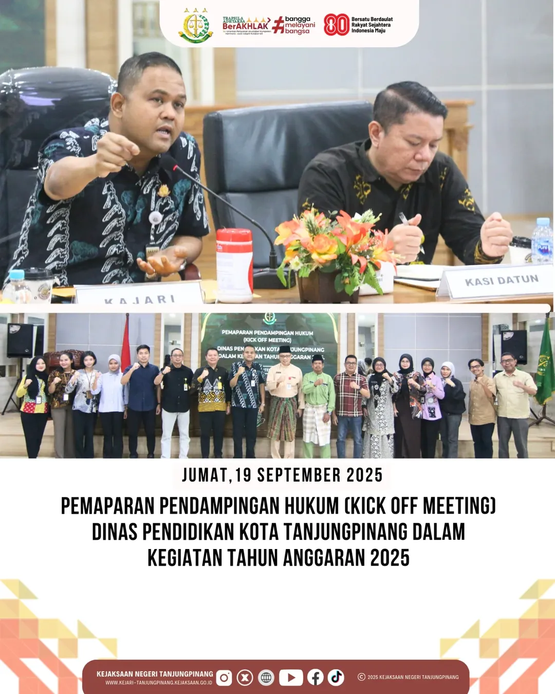 Pemaparan Pendampingan Hukum Dinas Pendidikan Kota Tanjungpinang Tahun Anggaran 2025