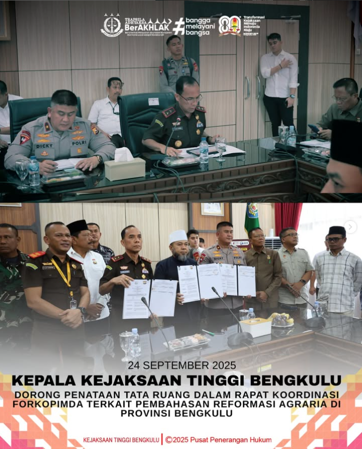 Kejati Bengkulu Dorong Penataan Tata Ruang dalam Pembahasan Reformasi Agraria