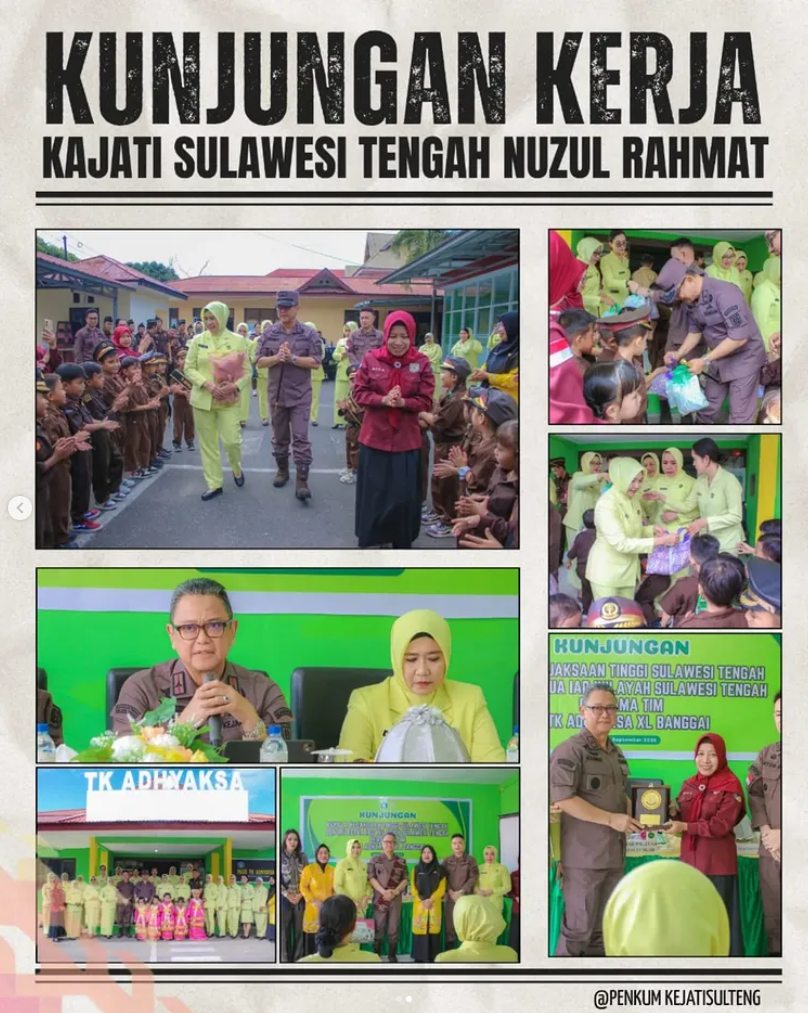 KAJATI SULTENG DAN KETUA IAD WIL SULTENG DORONG PENDIDIKAN KARAKTER SEJAK DINI DI TK ADHYAKSA
