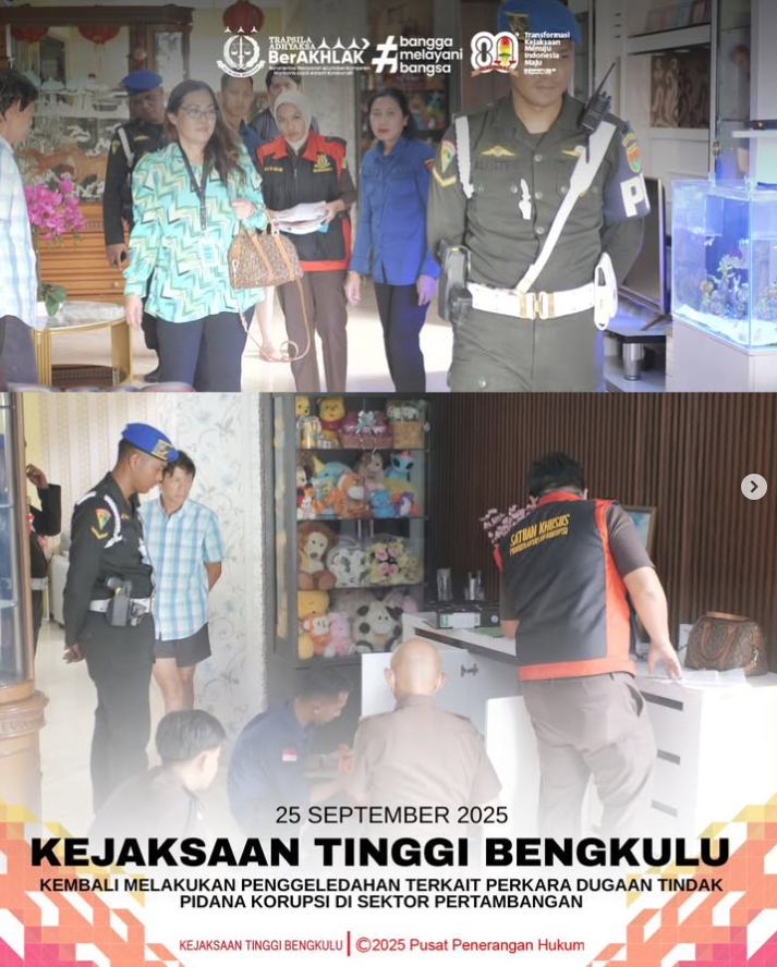 Penggeledahan Rumah Iryanka Aditya Kejati Bengkulu Sita Dokumen Terkait Kasus Korupsi Pertambangan