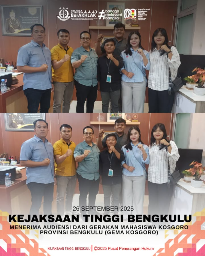 Kejati Bengkulu Menerima Audiensi Dari Gerakan Mahasiswa Kosgoro Provinsi Bengkulu GEMA KOSGORO)