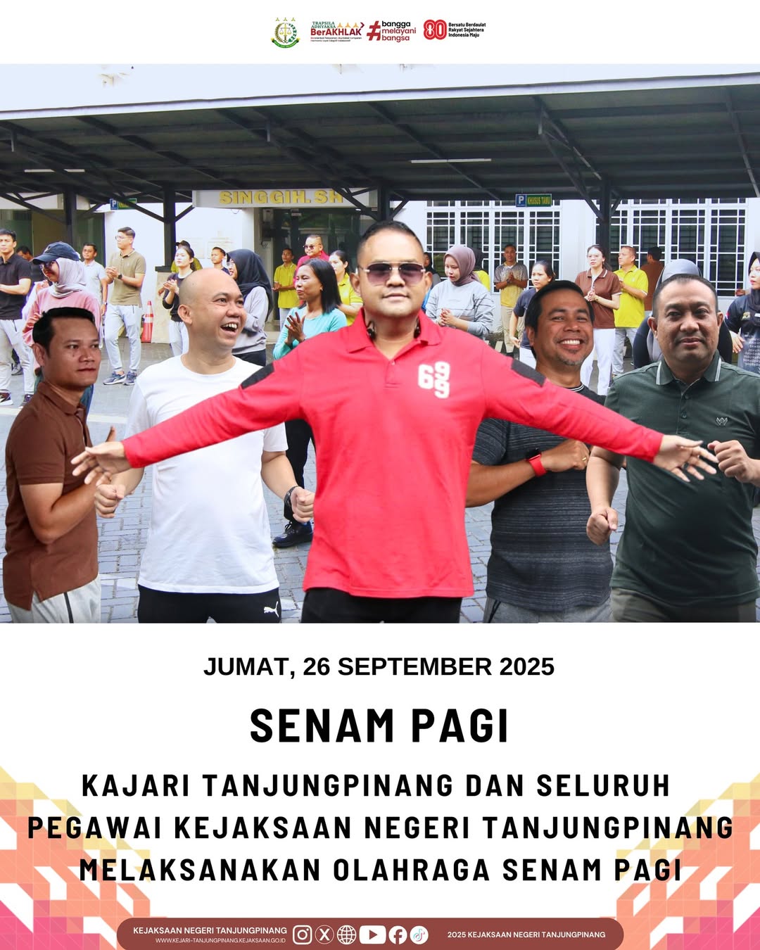 senam pagi bersama di halaman kantor Kejaksaan Negeri Tanjungpinang