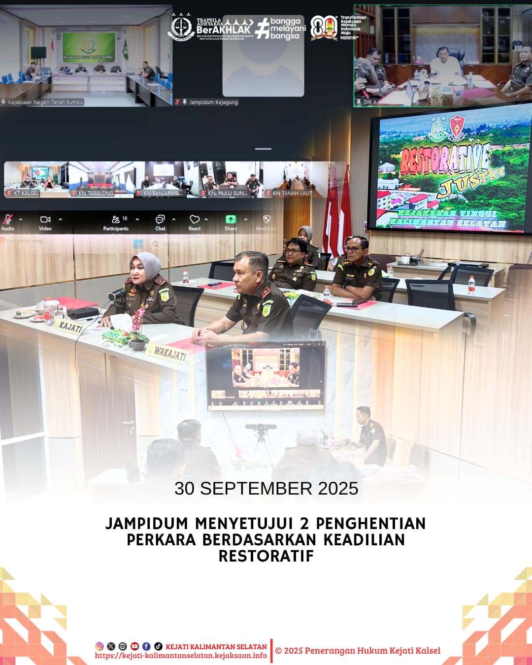 JamPidum Menyetujui 2 penghentian Perkara Berdasarkan Keadilan Restorative