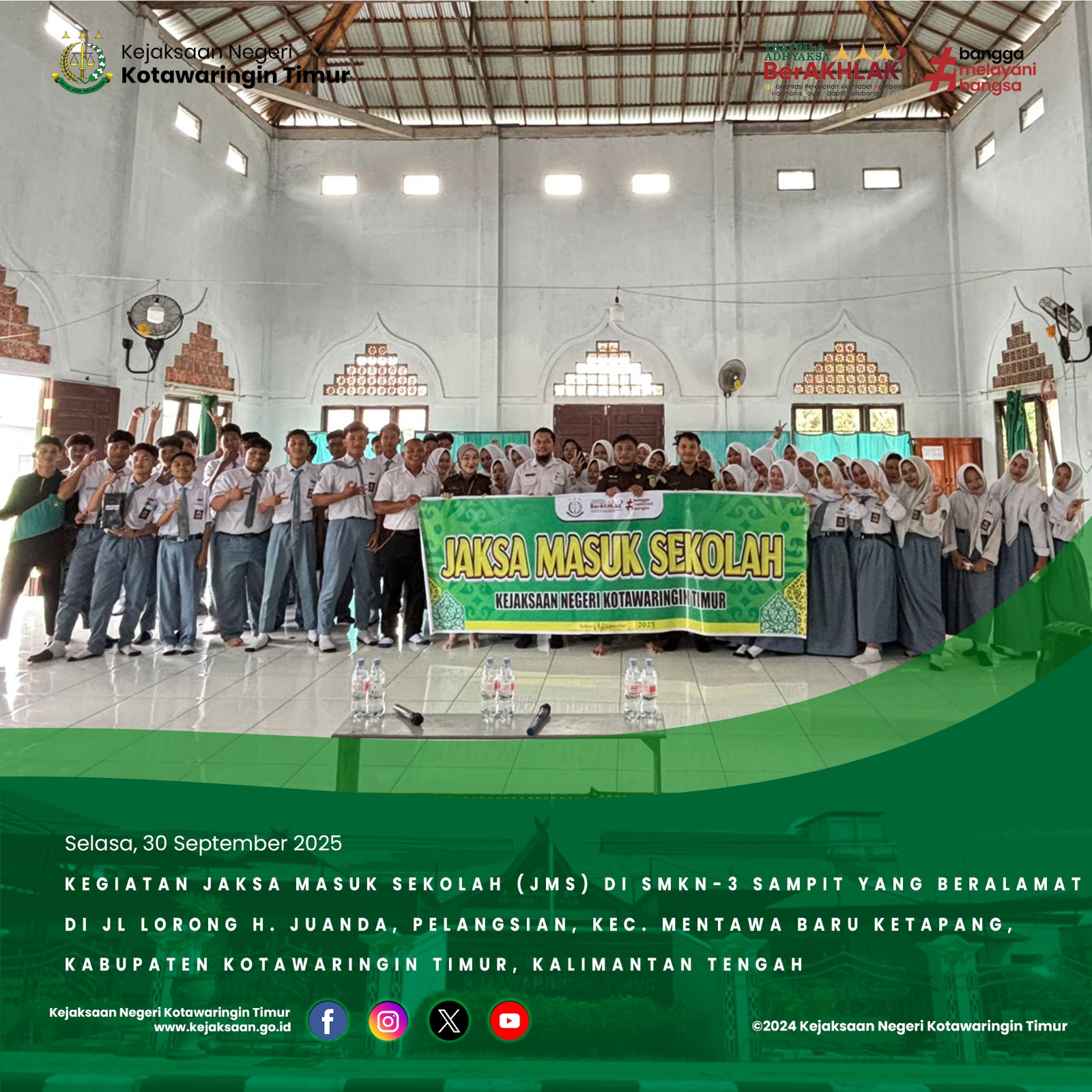 Kegiatan Jaksa Masuk Sekolah JMS) di SMKN-3 Sampit