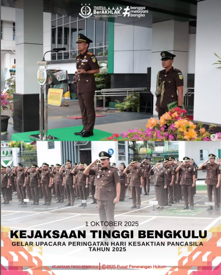 Kejaksaan Tinggi Bengkulu Gelar Upacara Peringatan Hari Kesaktian Pancasila Tahun 2025