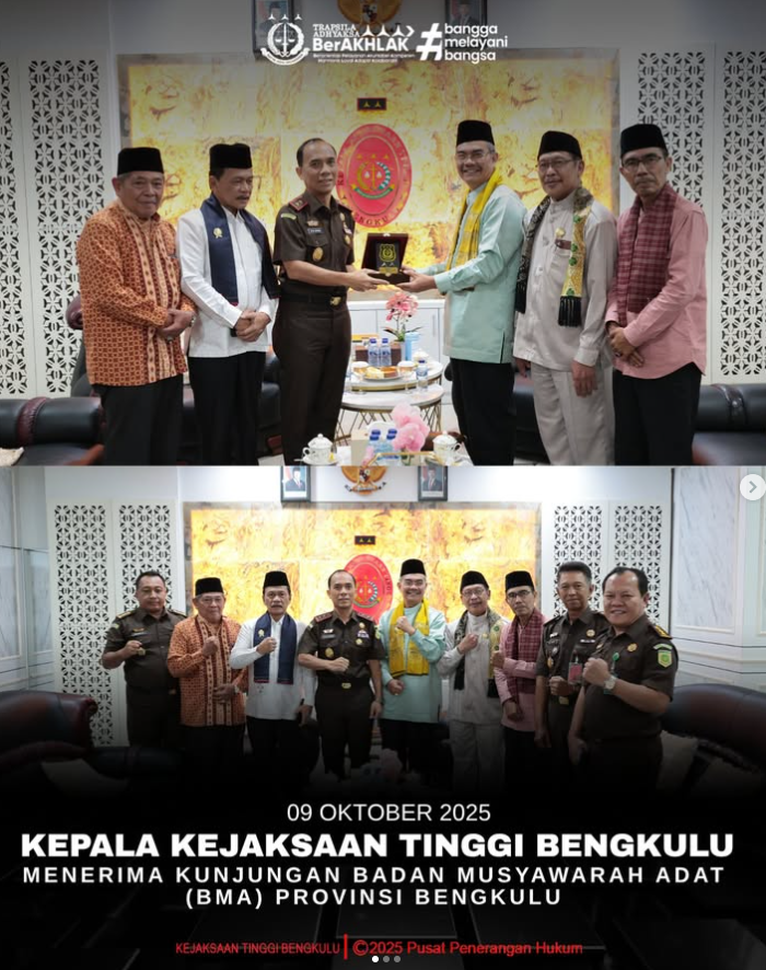 Kepala Kejaksaan Tinggi Bengkulu Menerima Kunjungan Badan Musyawarah Adat BMA) Provinsi Bengkulu