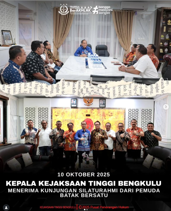 Kejaksaan Tinggi Bengkulu Terima Kunjungan Silaturahmi dari Pemuda Batak Bersatu