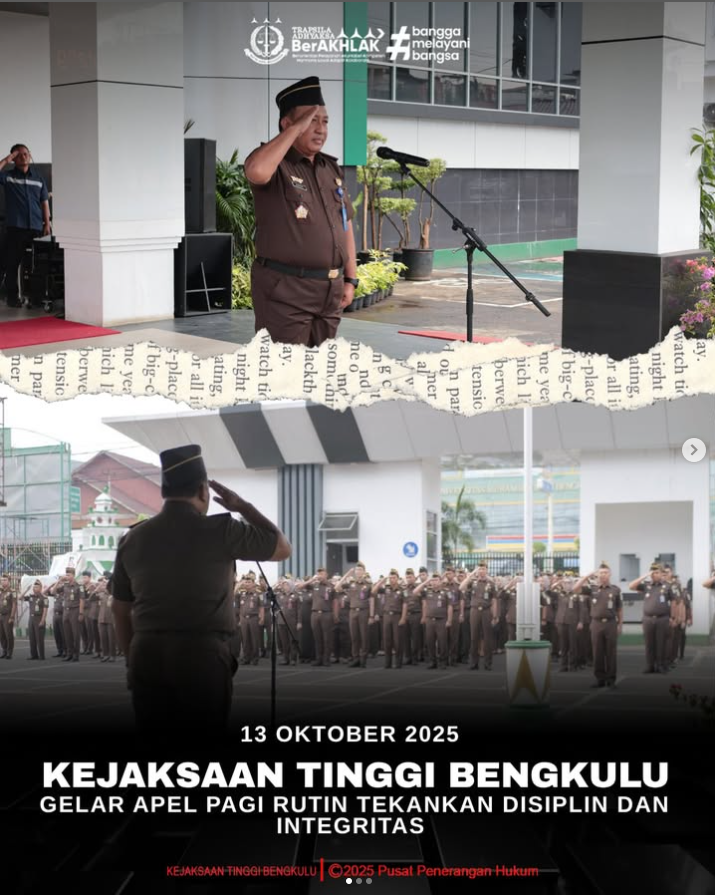 Kejaksaan Tinggi Bengkulu Gelar Apel Pagi Rutin Tekankan Disiplin dan Integritas