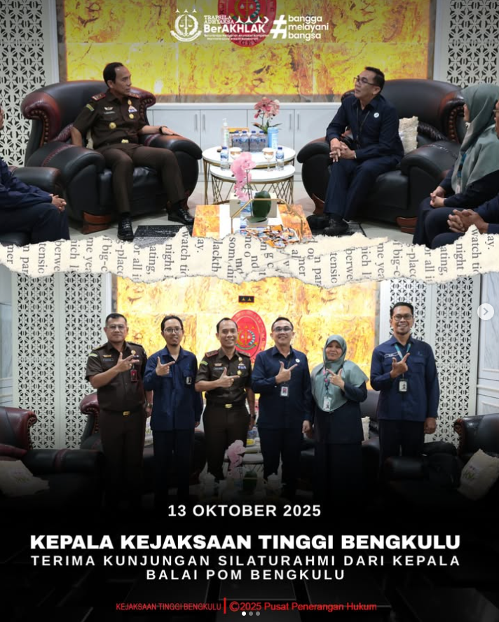 Kepala Kejaksaan Tinggi Bengkulu Terima Kunjungan Silaturahmi dari Kepala Balai POM Bengkulu