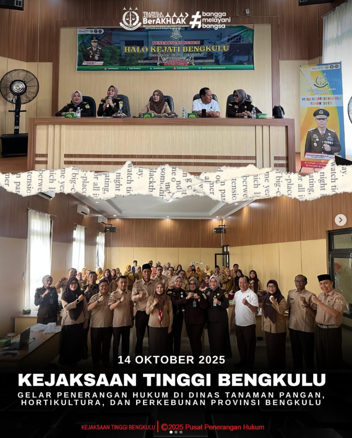 Kejaksaan Tinggi Bengkulu Gelar Penerangan Hukum di Dinas Tanaman Pangan Hortikultura dan Perkebunan Provinsi Bengkulu