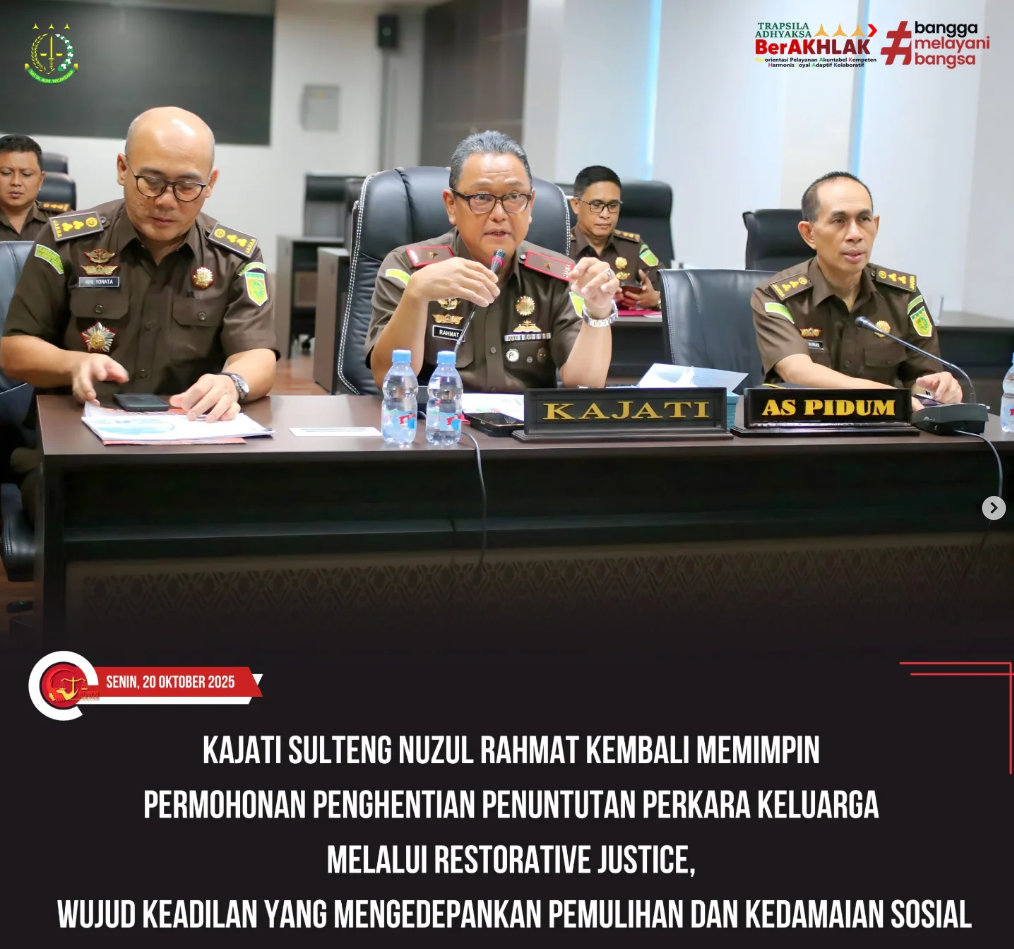 KAJATI SULTENG NUZUL RAHMAT KEMBALI MEMIMPIN PERMOHONAN PENGHENTIAN PENUNTUTAN PERKARA KELUARGA MELALU RESTORATIVE JUSTICE WUJUD KEADILAN YANG MENGEDEPANKAN PEMULIHAN DAN KEDAMAIAN SOSIAL
