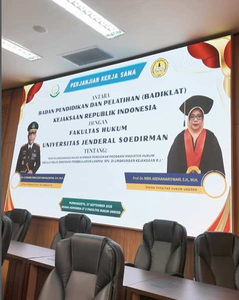 Kepala Kejaksaan Tinggi Jawa Tengah Dr Hendro Dewanto SH MHum menghadiri kegiatan Perjanjian Kerjasama antara Badan Diklat Kejaksaan RI dengan Fakultas Hukum Universitas Jenderal Soedirman