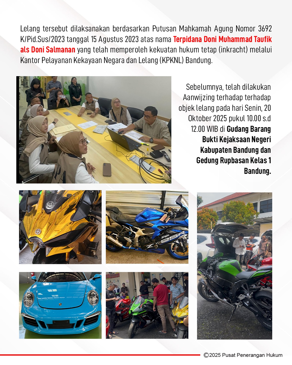 Badan Pemulihan Aset  Lelang Barang Rampasan Negara Terpidana Doni Salmanan Senilai Rp98 Miliar