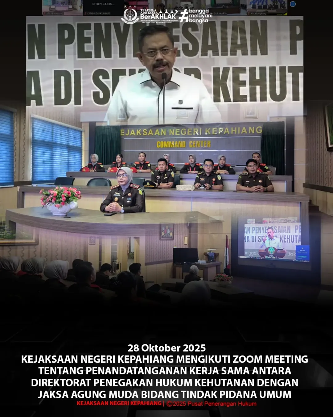 Kajari Kepahiang Hadiri Zoom Tentang PKS Antara Ditjen Gakkum Kehutanan dan Jampidum