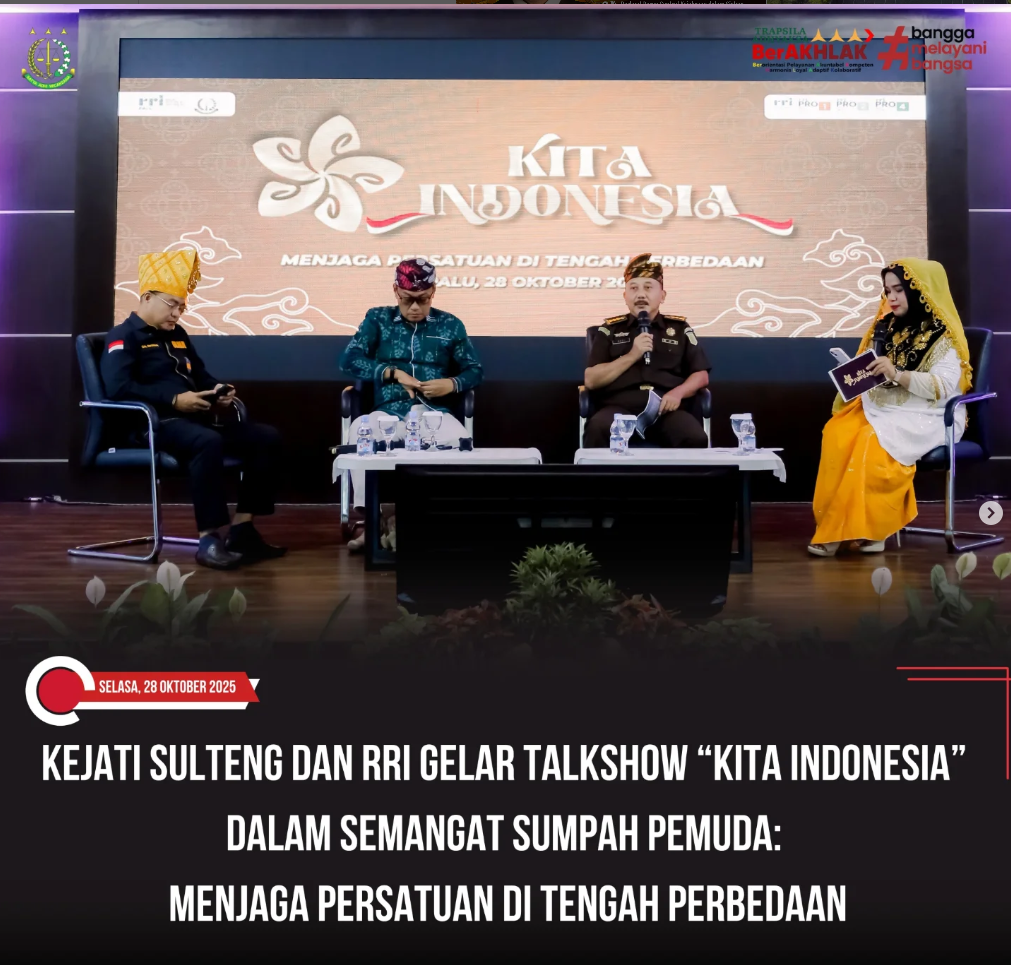 KEJATI SULTENG DAN RRI GELAR TALKSHOW KITA INDONESIA DALAM SEMANGAT SUMPAH PEMUDA
