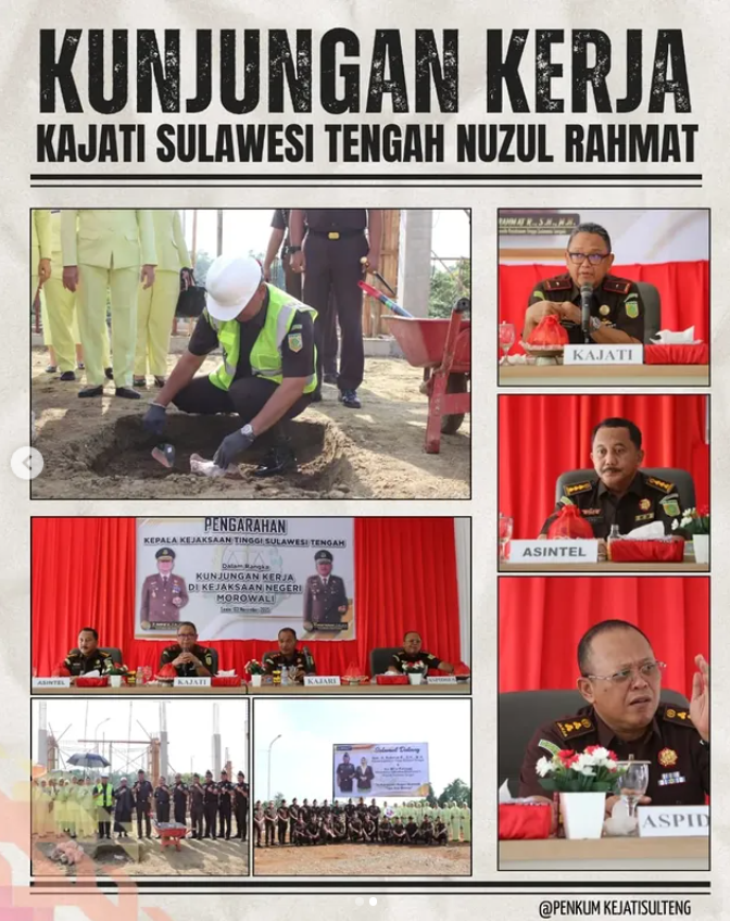 KUNJUNGI SATKER MOROWALI KEJATI SULTENG TANAM NILAI INTEGRITAS DAN SPIRITUAL MELALUI PELETAKAN BATU PERTAMA PEMBANGUNAN MESJID