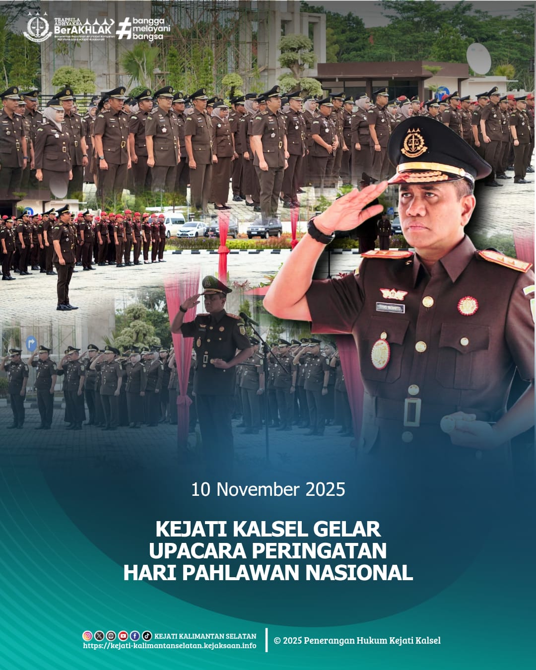 Kejati Kalsel Laksanakan Upacara Hari Pahlawan 2025