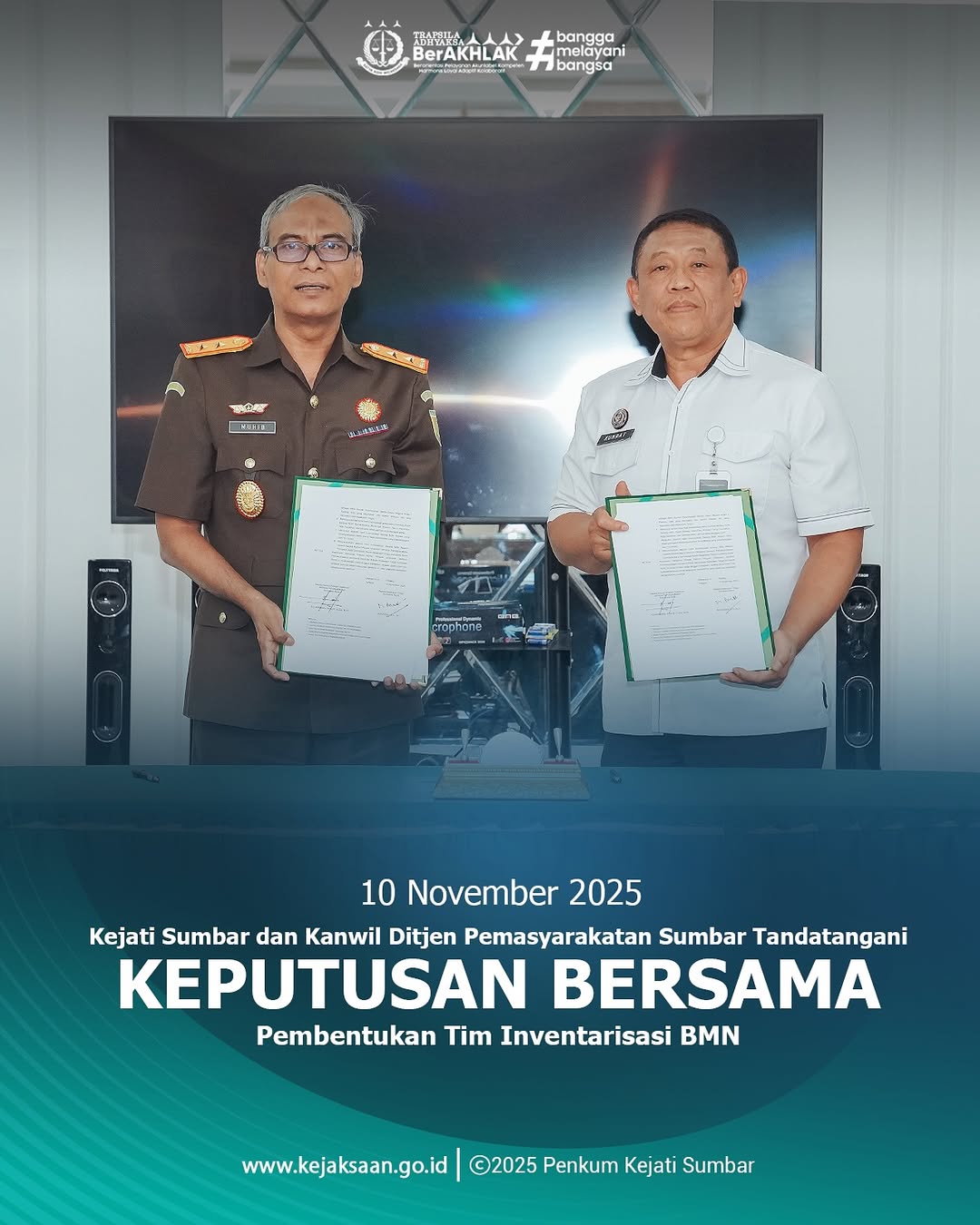 kegiatan Penandatanganan Keputusan Bersama antara Kepala Kejaksaan Tinggi Sumatera Barat dengan Kepala Kantor Wilayah Direktorat Jenderal Pemasyarakatan Sumatera Barat