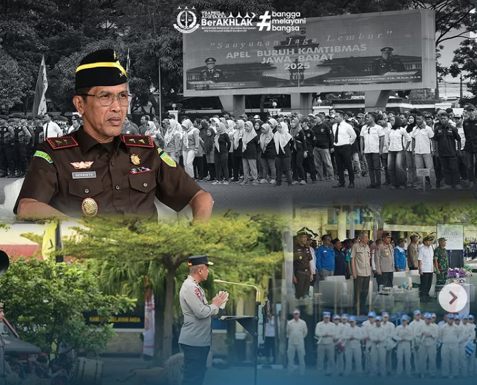 Kajati Jabar mengikuti Apel Buruh Kamtibmas Jawa Barat 2025 Perkuat Sinergi Antara Gerakan Buruh dan Aparat Penegak Hukum