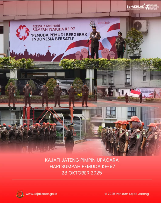 KAJATI JATENG PIMPIN UPACARA HARI SUMPAH PEMUDA KE - 97