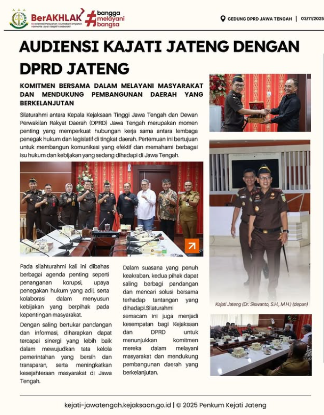 AUDIENSI KAJATI JATENG DENGAN DPRD JATENG