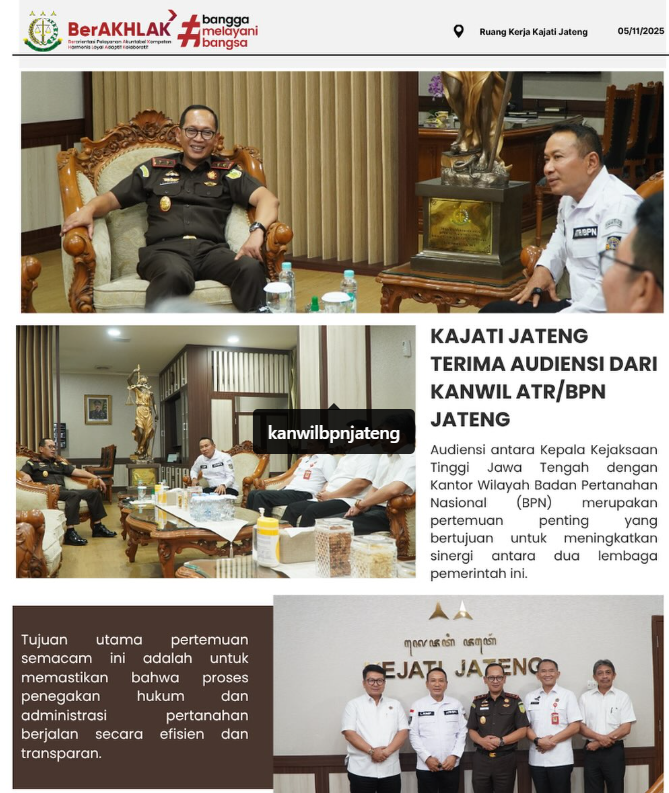 KAJATI JATENG TERIMA AUDIENSI DARI KANWIL ATRBPJ JATENG