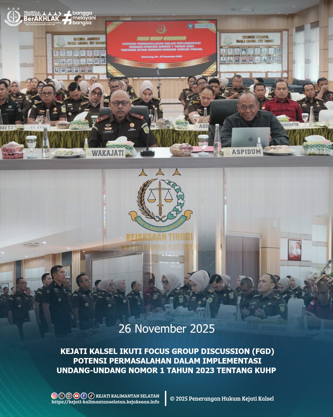 FGD Kejati Kalsel terkait Potensi Permasalahan dalam Implementasi  Undang-undang Nomer 1 Tahun 2023 Mengenai KUHP