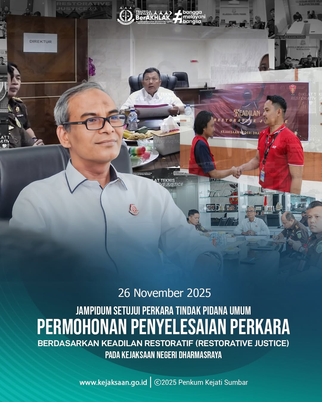 Ekspose Persetujuan Penyelesaian Perkara Pidana dengan pendekatan Restorative Justice secara daring melalui platform zoom meeting di ruangan kerja Kajati Sumbar