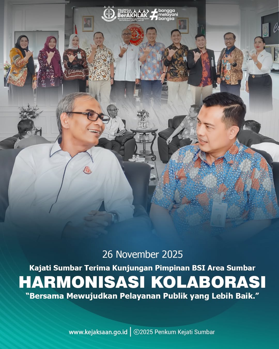 Kejati Sumbar Terima Kunjungan Pimpinan BSI Area Sumbar