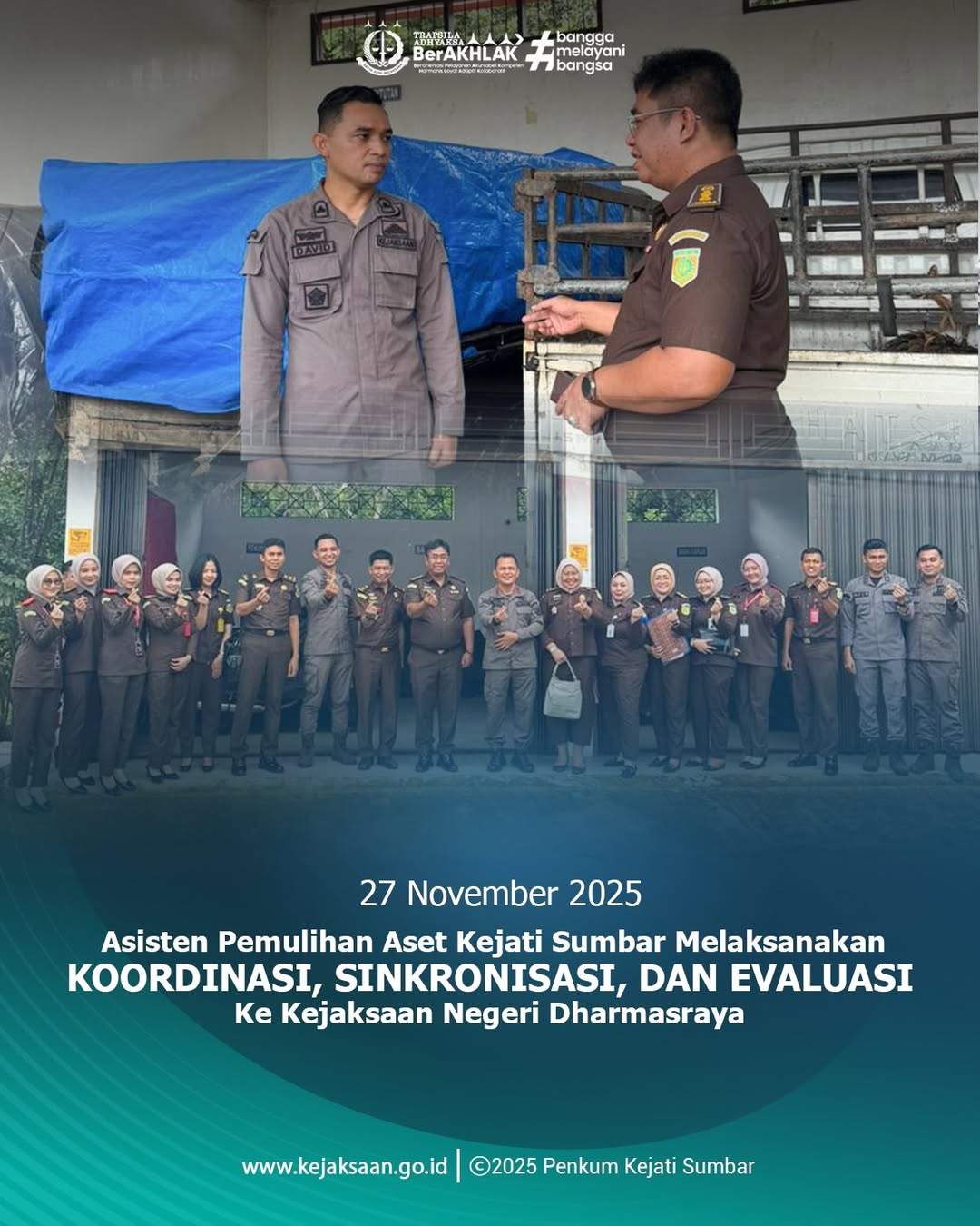 Bidang Pemulihan Aset Kejati Sumbar melaksanakan kegiatan koordinasi sinkronisasi dan evaluasi ke Kejaksaan Negeri Dharmasraya