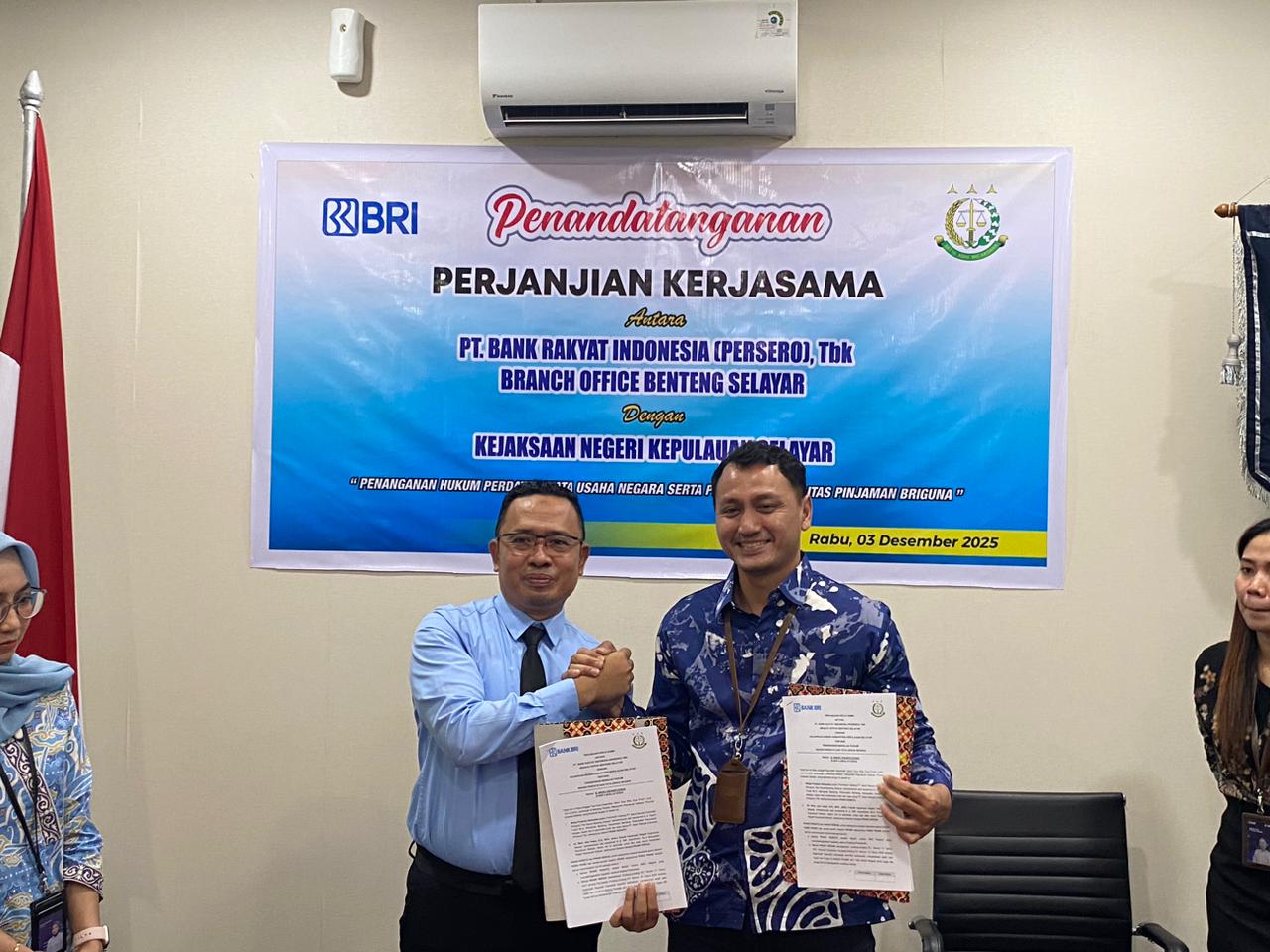 Kajari Selayar dan BRI Benteng Teken Kerja Sama Penguatan Penanganan Masalah Hukum di Bidang Perdata dan TUN