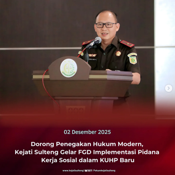 DORONG PENEGAKAN HUKUM MODERNKEJATI SULTENG GELAR FGD IMPLEMENTASI PIDANA KERJA SOSIAL DALAM KUHP BARU