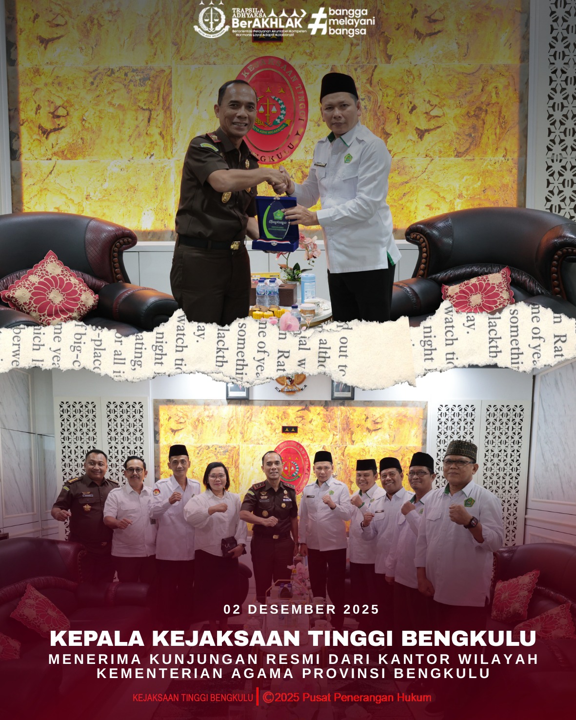 Kajati Bengkulu Menerima Kunjungan Resmi Dari Kantor Wilayah Kementerian Agama Provinsi Bengkulu