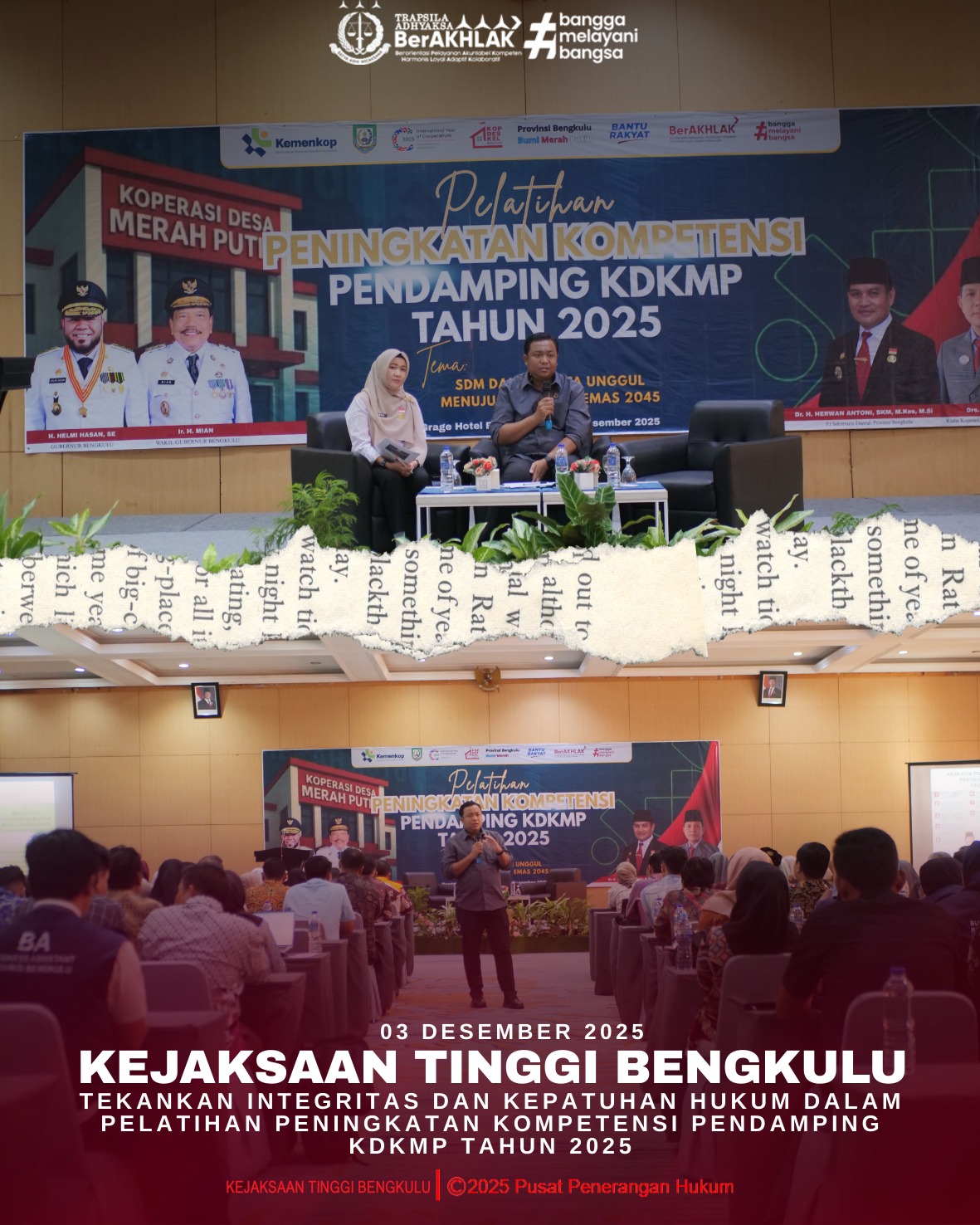 Kejaksaan Tinggi Bengkulu Tekankan Integritas dan Kepatuhan Hukum dalam Pelatihan Peningkatan Kompetensi Pendamping KDKMP Tahun 2025