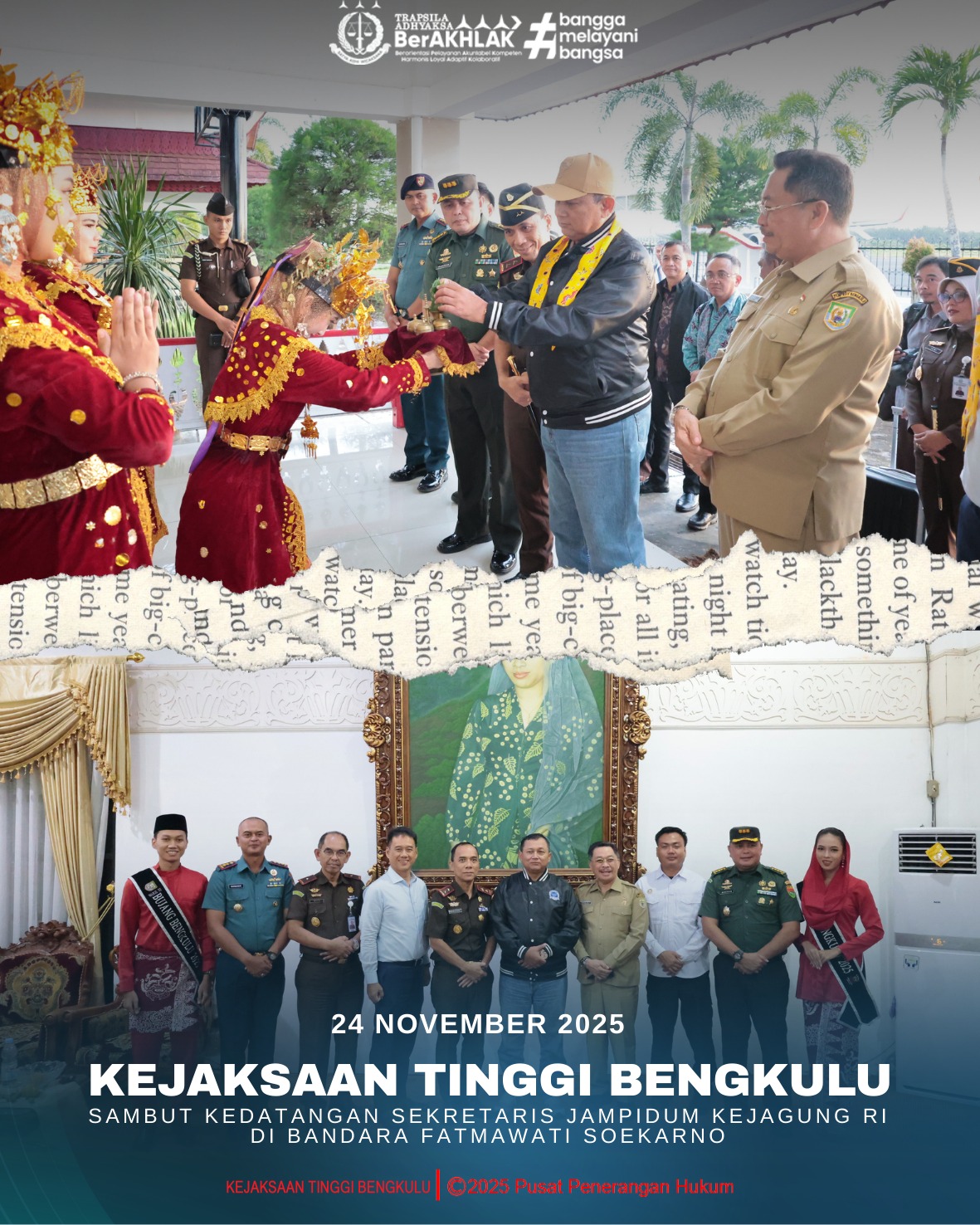 Kejaksaan Tinggi Bengkulu Sambut Kedatangan Sekretaris Jampidum Kejagung RI di Bandara Fatmawati Soekarno
