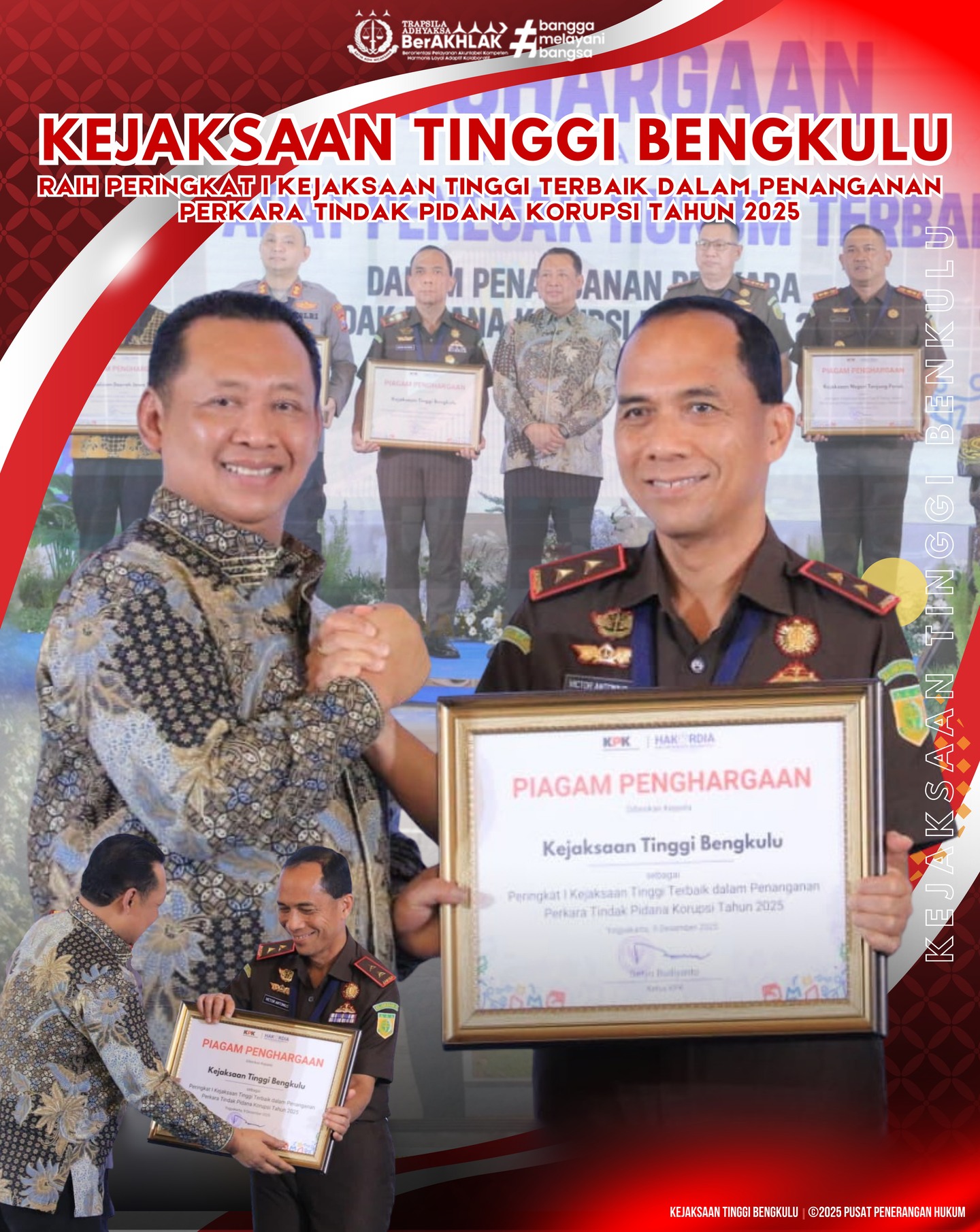 Kejaksaan Tinggi Bengkulu Raih Peringkat I Kejaksaan Tinggi Terbaik dalam Penanganan Perkara Tindak Pidana Korupsi Tahun 2025