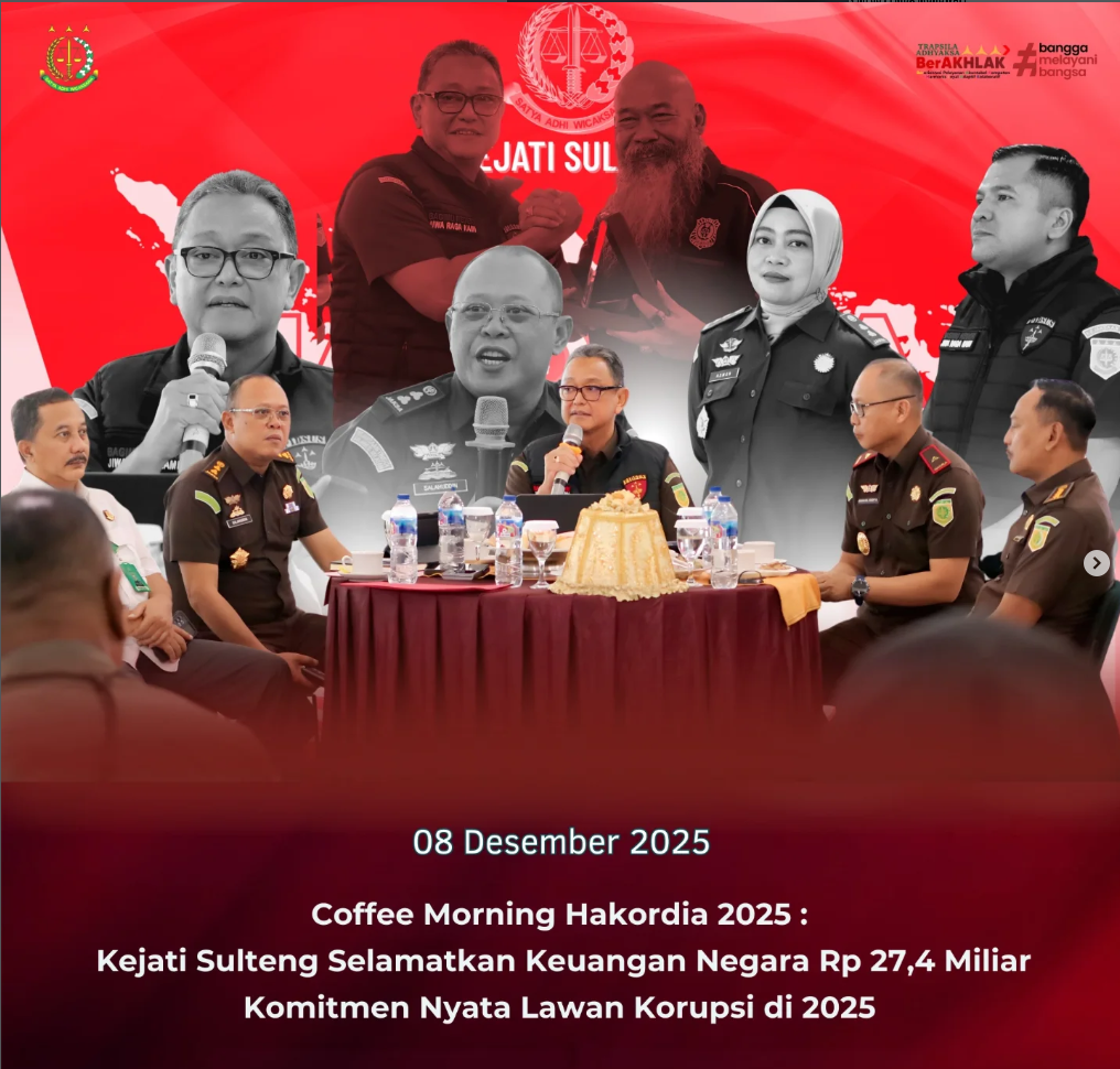 COFFEE MORNING HAKORDIA 2025  KEJATI SULTENG SELAMATKAN KEUANGAN NEGARA Rp274 MILIAR KOMITMEN NYATA LAWAN KORUPSI DI 2025