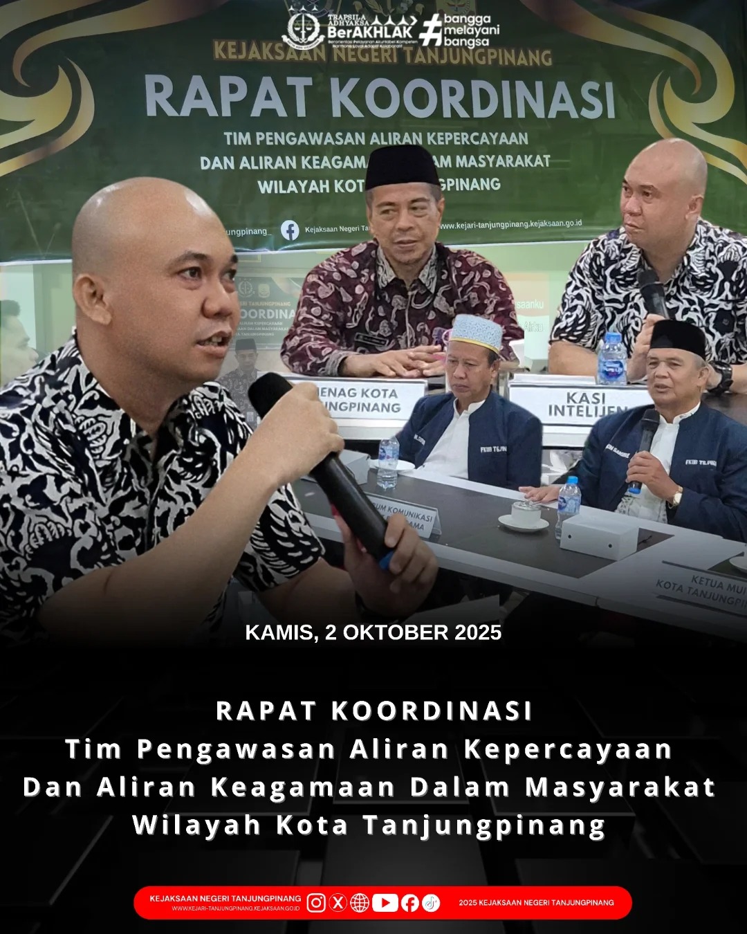 Rapat Koordinasi Tim Pengawasan Aliran Kepercayaan dan Aliran Keagamaan dalam Masyarakat Wilayah Kota Tanjungpinang