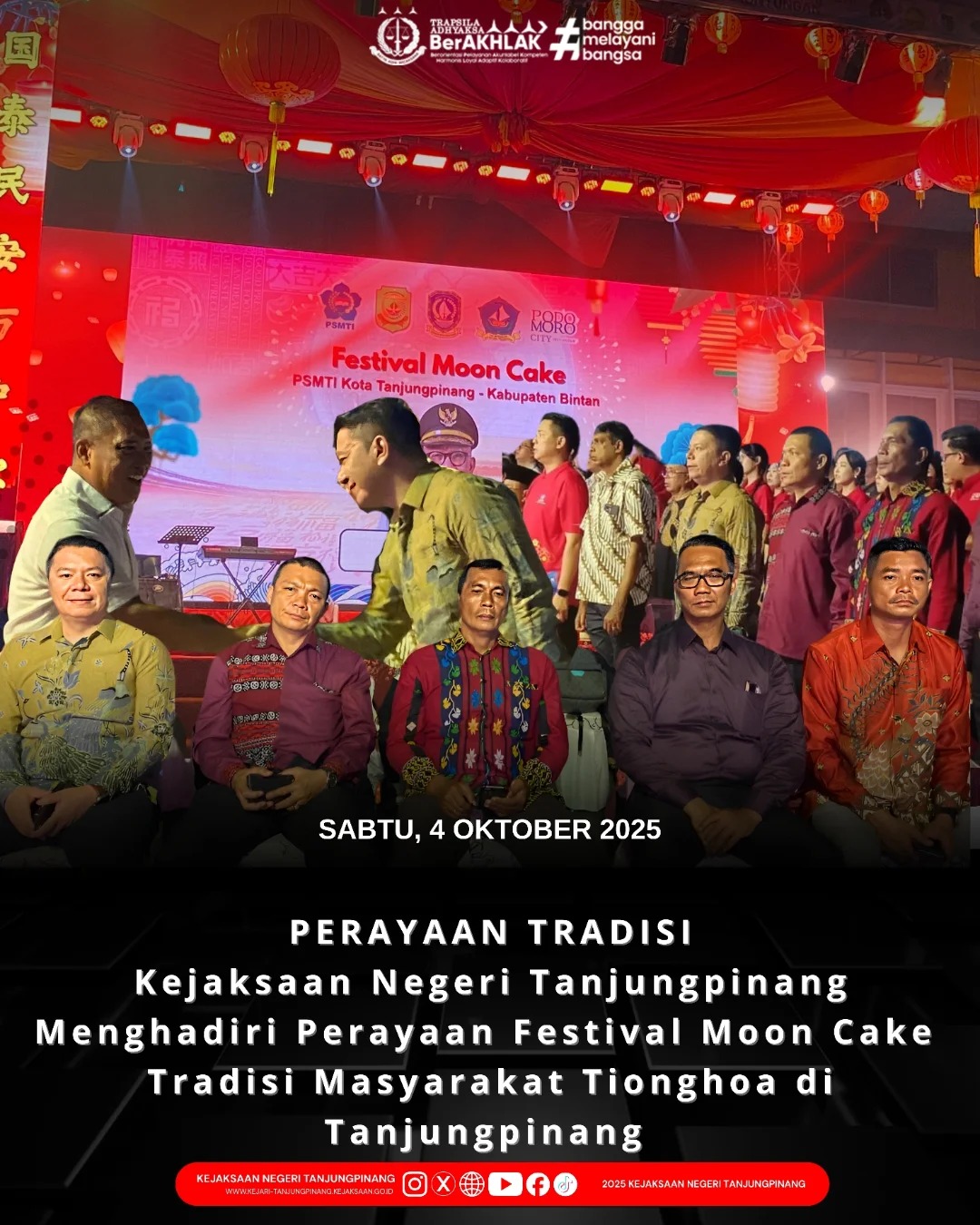Perayaan Tradisi Kejaksaan Negeri Tanjungpinang Menghadiri Perayaan Festival Moon Cake Tradisi Masyarakat Tionghoa di Tanjungpinang