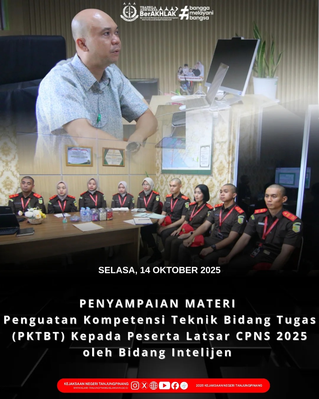 Penyampaian Materi Penguatan Kompetensi Teknik Bidang Tugas PKTBT) kepada Peserta Latsar CPNS 2025 oleh Bidang Intelijen
