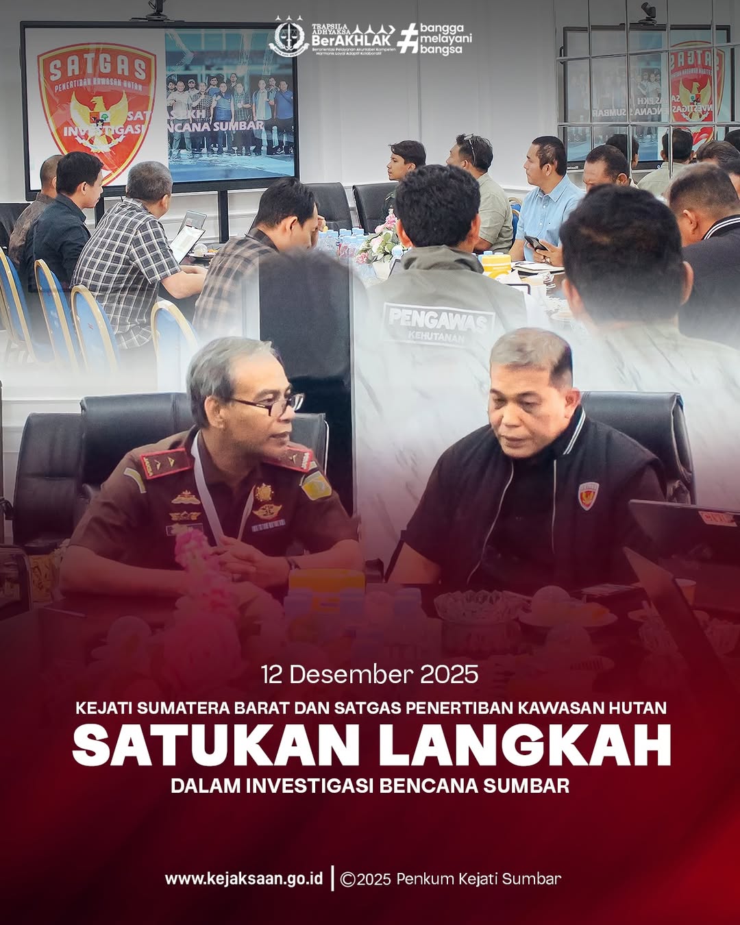 Kepala Kejaksaan Tinggi Sumatera Barat  menerima kunjungan menerima kunjungan Satuan Tugas Penertiban Kawasan Hutan Satgas PKH) di ruang kerja Kajati Sumatera Barat