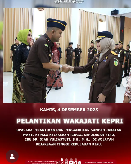 Pelantikan Wakil Kepala Kejaksaan Tinggi Kepulauan Riau