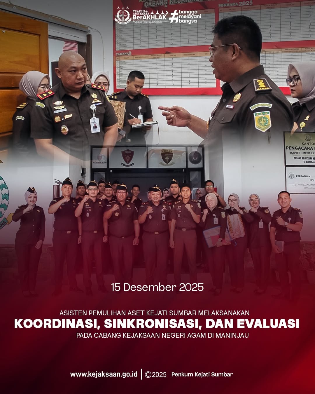 Asisten Pemulihan Aset Kejaksaan Tinggi Sumatera Barat melaksanakan kegiatan koordinasi sinkronisasi dan evaluasi ke Kejaksaan Negeri Cabang Kejaksaan Negeri Agam di Maninjau