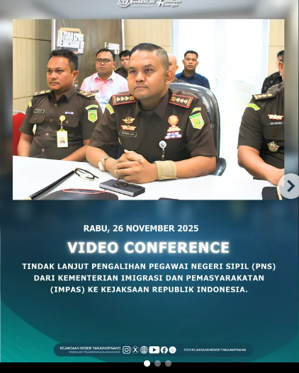 Video Conference Tindak Lanjut Pengalihan Pegawai Negeri Sipil PNS) dari Kementerian Imigrasi dan Pemasyarakatan Impas) ke Kejaksaan Republik Indonesia
