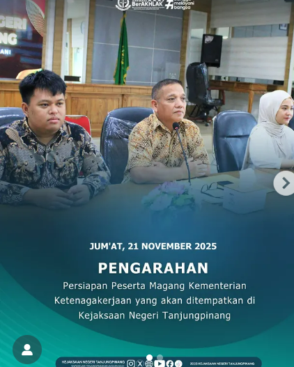 Pengarahan Persiapan Peserta Magang Kementerian Ketenagakerjaan yang akan ditempatkan di Kejaksaan Negeri Tanjungpinang