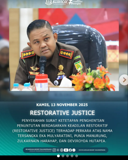 Penyerahan Surat Ketetapan Penghentian Penuntutan Berdasarkan Keadilan Restoratif Restorative Justice)
