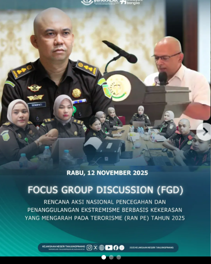 Video Conference Focus Group Discussion FGD) Rencana Aksi Nasional Pencegahan dan Penanggulangan Ekstremisme Berbasis Kekerasan yang Mengarah pada Terorisme RAN PE) Tahun 2025