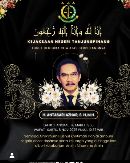 Turut Berdukacita Atas Berpulangnya Bapak H Antasari Azhar SH MMH