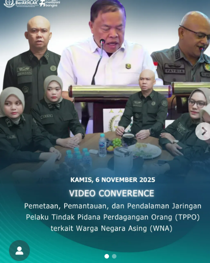 Video Conference Pemetaan Pemantauan dan Pendalaman Jaringan Pelaku Tindak Pidana Perdagangan Orang TPPO) terkait Warga Negara Asing WNA)