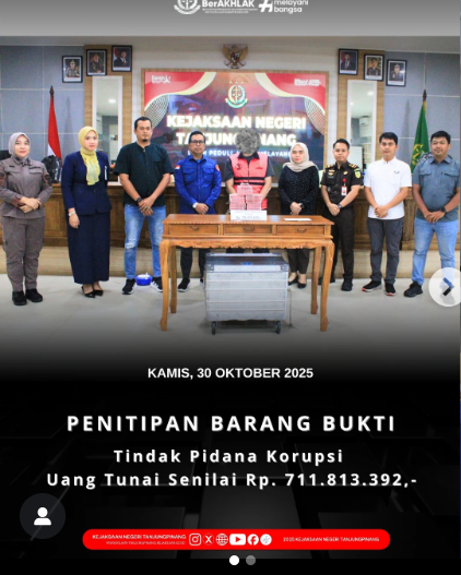 Penitipan Barang Bukti Berupa Uang Senilai Rp 711813392 dalam Perkara Tindak Pidana Korupsi